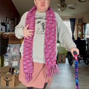 Honeycomb Wild-berry Tunisian Crochet Scarf